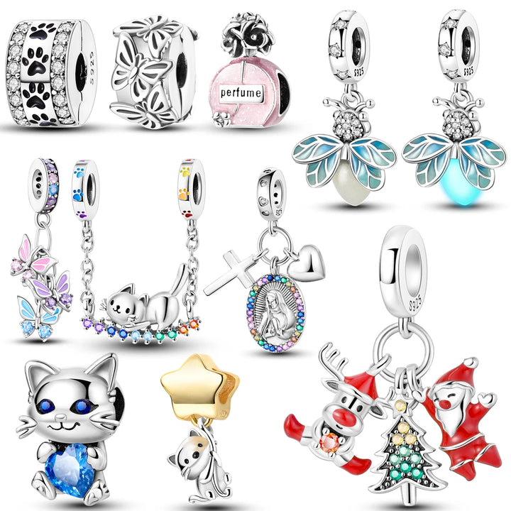 2024 Hot Sale Charms Beads 925 Sterling Silver Cat Firefly Butterfly Friendship Dangle Fit Original Pandora Bracelet DIY Jewelry