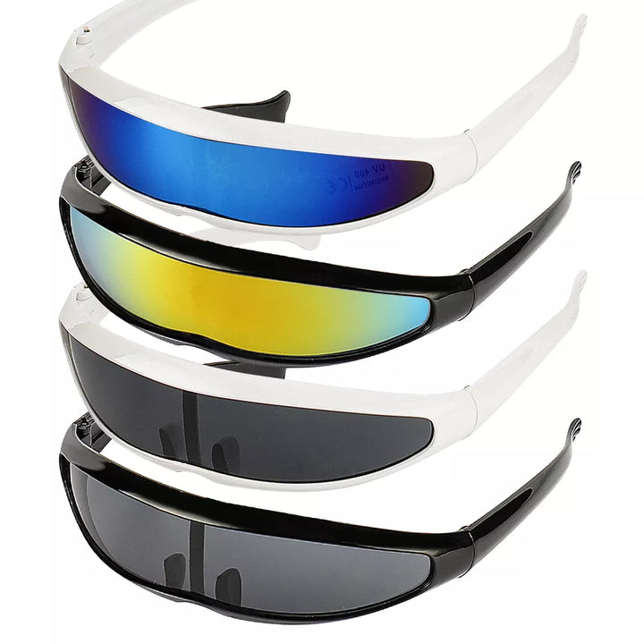 Futuristic Narrow Cyclops Visor Sunglasses Laser Eyeglasses UV400 Personality Mirrored Lens Costume Eyewear Glasses