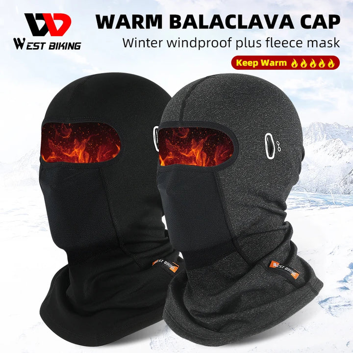 WEST BIKING Cycling Cap Winter Warm Running Scarf Balaclava Velvet Bike Full Face Cover Headwear Climbing Fishing Skating Hat