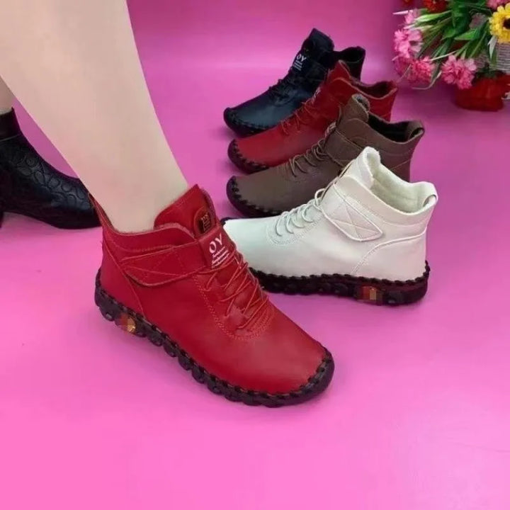 2022 Fur Thick Boots Women's Short Leather Boots Ladies Furry Orthopedic Shoes Woman Winter Waterproof Snow Boot Botas Mujer