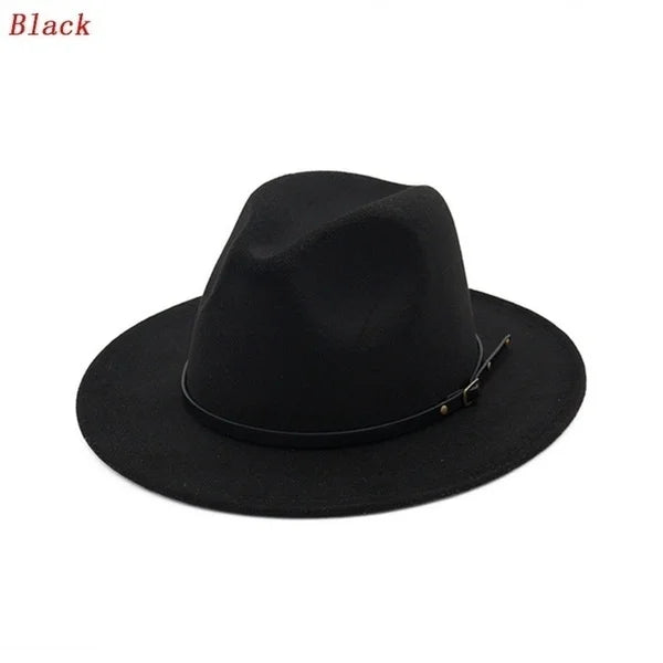 Men / Women Vintage Wide Brim Hat Church Party Ladies Felt Jazz Cap Cowboy Party Hat Jazz Hat