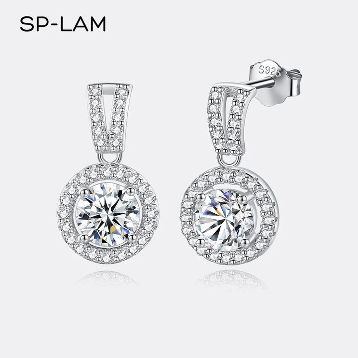 Moissanite Drop Earrings 925 Silver Women Luxury Real GRA I Ct Bridal Wedding Engagement Earing Fine Jewelry Free Shipping